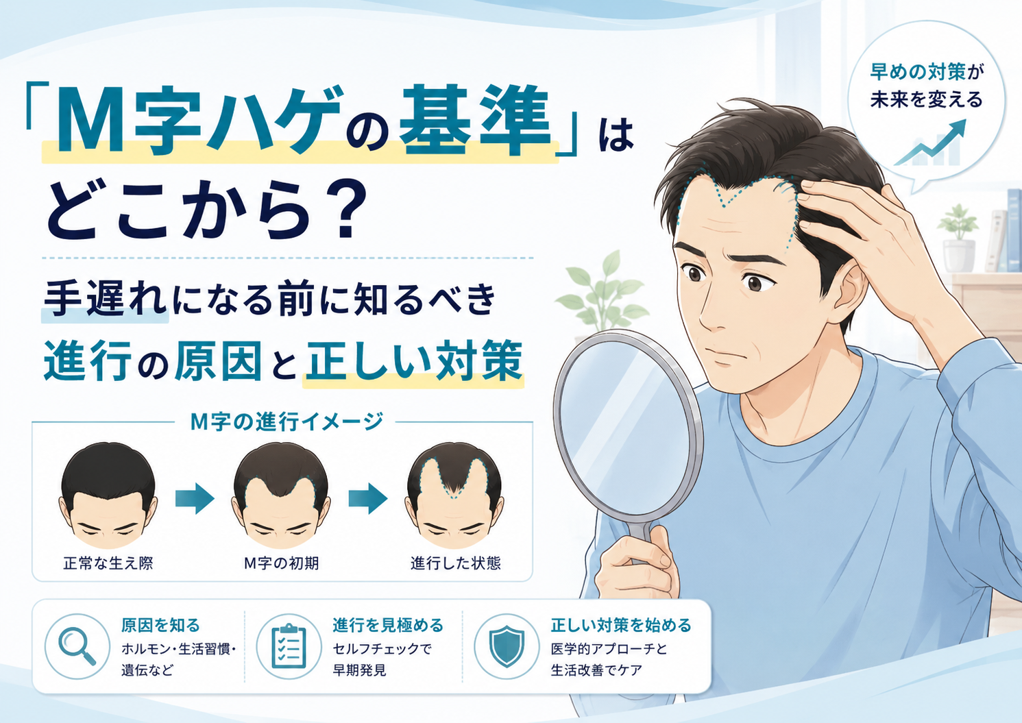 M字ハゲの基準」はどこから？手遅れになる前に知るべき進行の原因と 