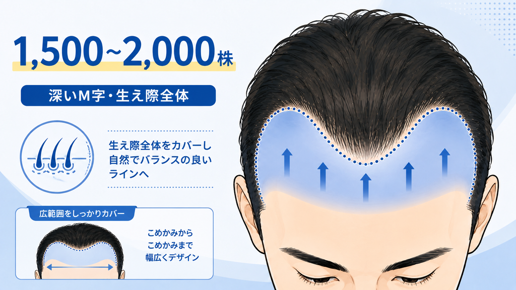 1,500～2,000株ではどこまで植毛できる？