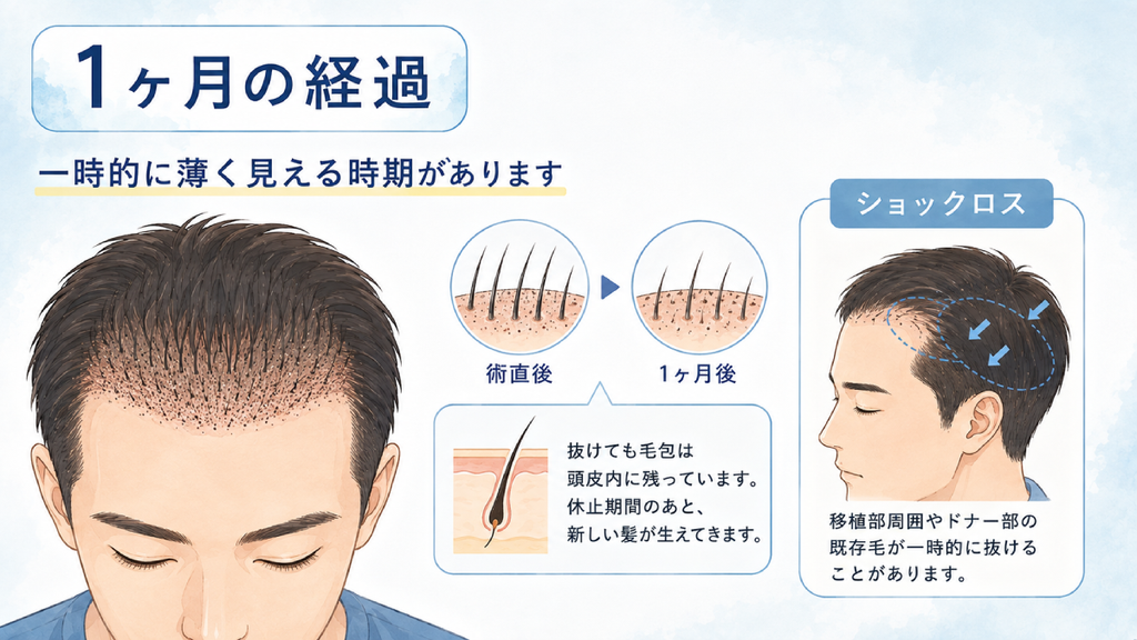 自毛植毛後1ヶ月の経過