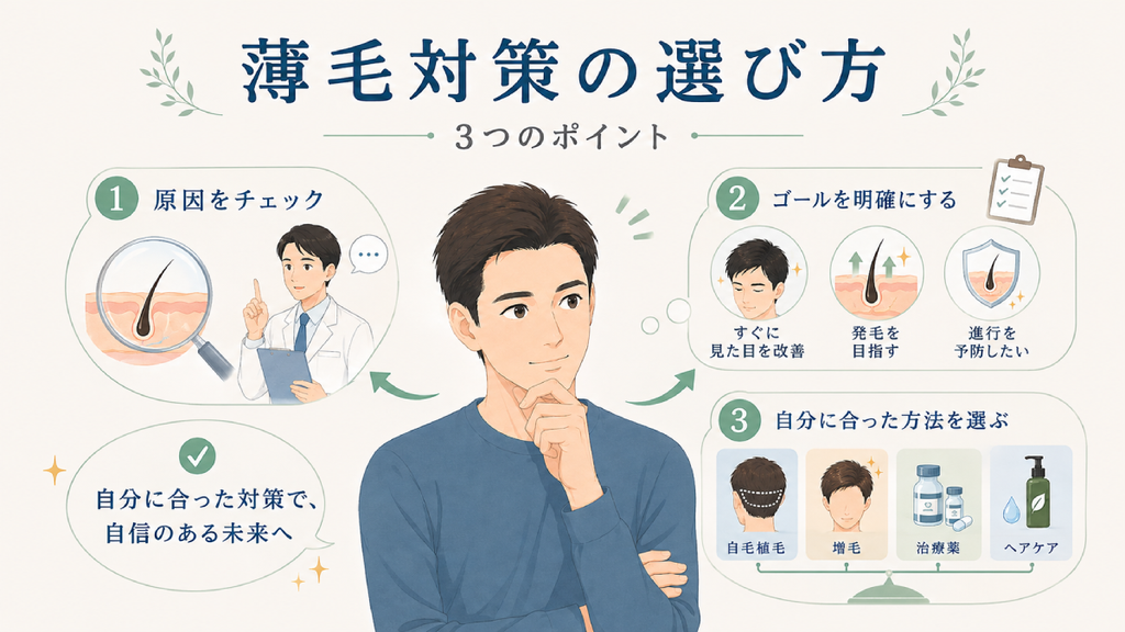 薄毛対策を選ぶときの3つのポイント