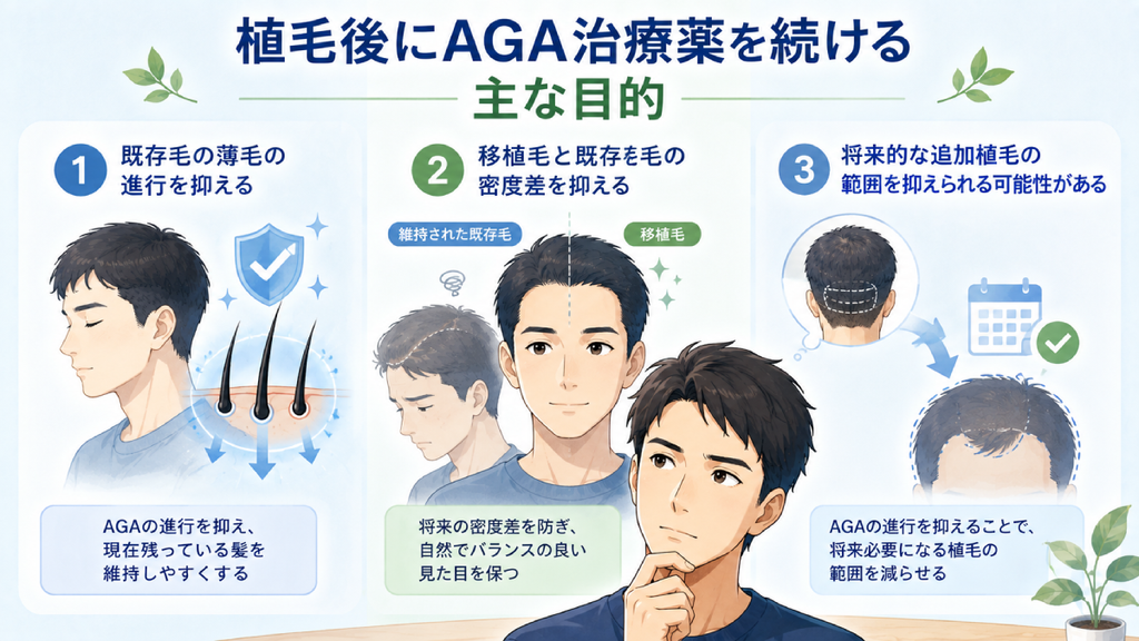 植毛後にAGA治療薬を続ける主な目的