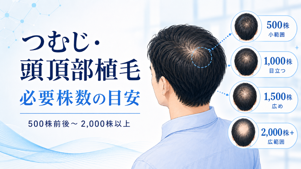 つむじ・頭頂部の自毛植毛には何株必要？