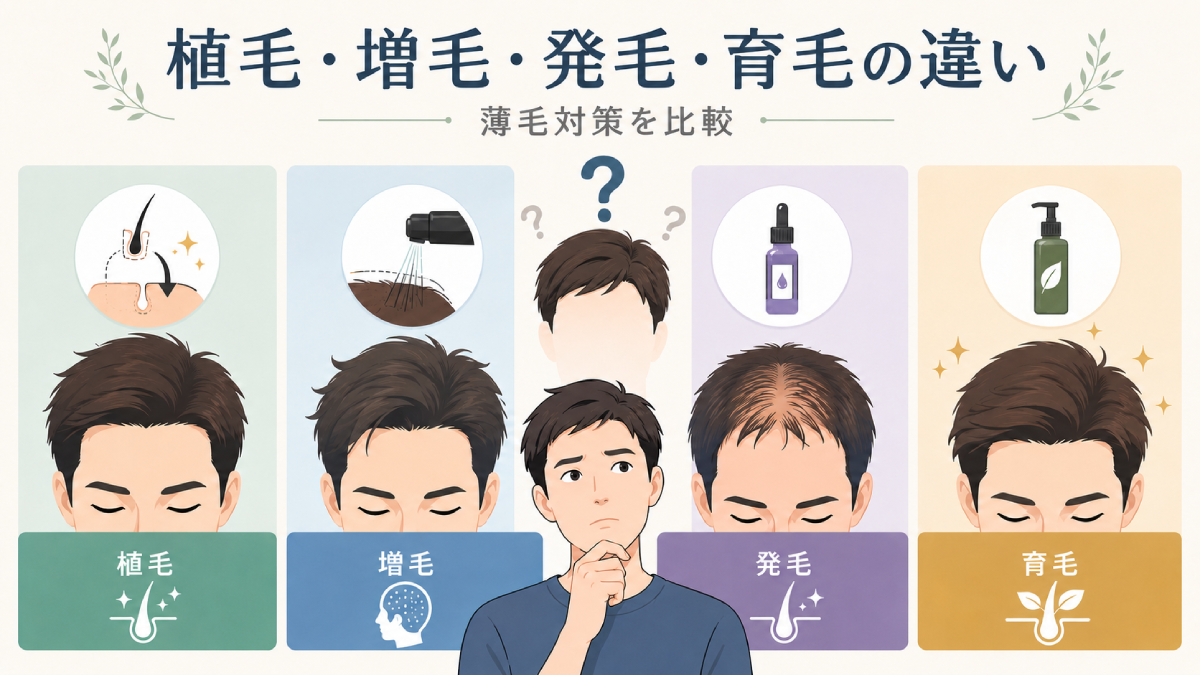 植毛・増毛・発毛・育毛の違いは？薄毛対策を比較