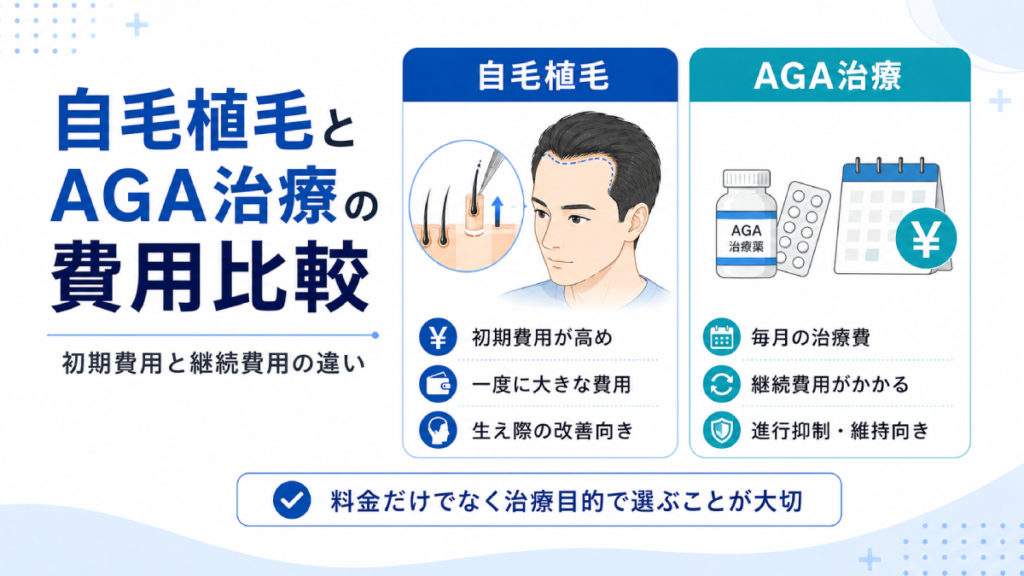 自毛植毛とAGA治療の費用を比較